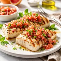 Grilled Halibut with Grapefruit Oregano Relish