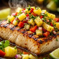 Grilled Halibut with Pineapple Lime Salsa