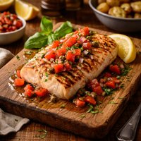 Grilled Halibut with Tomato Vinaigrette