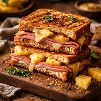 Grilled Ham and Cheese Sandwich with Pineapple