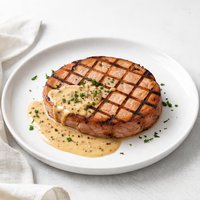 Grilled Ham Steak with Mustard Sauce