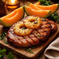 Grilled Ham with Pineapple and Cantaloupe