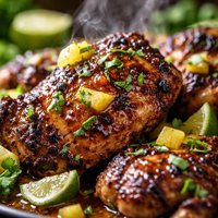 Grilled Jerk Chicken with Pineapple Rum Glaze