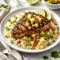 Grilled Jerk Swordfish Caribbean with Pineapple Rice