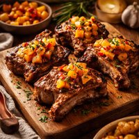 Grilled Lamb Loin Chops with Warm Peach Chutney
