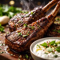 Grilled Lamb with Garlic Raita