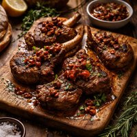Grilled Lamb with Sun Dried Tomatoes Dressing