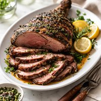 Grilled Leg of Lamb with Garlic and Herb Lemon Marinade