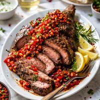 Grilled Leg of Lamb with Hot Red Pepper Relish