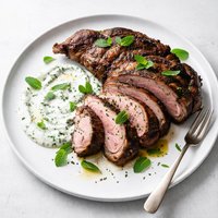 Grilled Leg of Lamb with Yogurt Mint Sauce