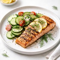 Grilled Lemon Dill Salmon with Cucumber Salad
