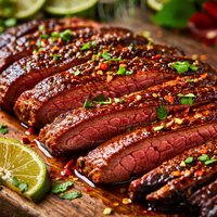 Grilled Lime Marinated Flank Steak with Chipotle Honey Sauce