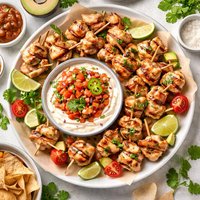 Grilled Margarita Chicken Bites with Salsa Sour Cream Dip