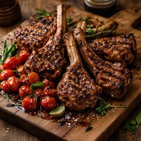 Grilled Marinated Lamb Chops with Balsamic Cherry Tomatoes
