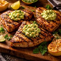 Grilled Marinated Swordfish Steaks with Avocado Butter