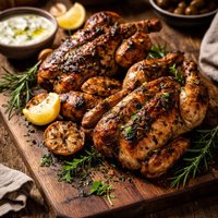 Grilled Mediterranean Cornish Game Hens