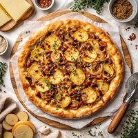 Grilled Onion Potato and Raclette Pizza