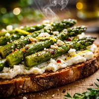 Grilled Open Faced Asparagus Sandwich