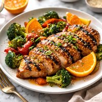 Grilled Orange Sesame Chicken and Vegetables