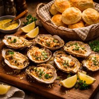 Grilled Oysters and Biscuits