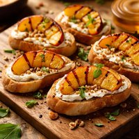 Grilled Peach and Goat Cheese Crostini