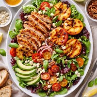 Grilled Peaches and Chicken with Mesclun Salad Platter