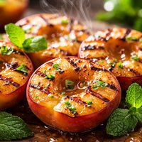 Grilled Peaches with Honey and Mint