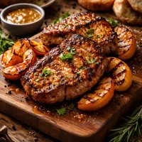 Grilled Peachy Mustard Ribs or Pork Chops