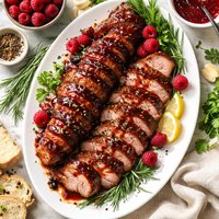 Grilled Peppered Raspberry Glazed Pork Tenderloin