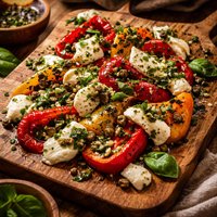 Grilled Peppers with Mozzarella Caper Basil Vinaigrette