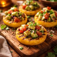 Grilled Polenta Rounds with Avocado Salsa