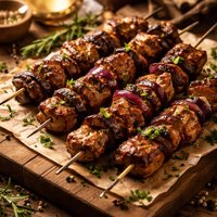 Grilled Pork and Mushroom Skewers