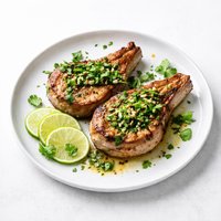 Grilled Pork Chops with Lime Cilantro Garlic