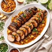 Grilled Pork Tenderloin with Ginger Peach Sauce