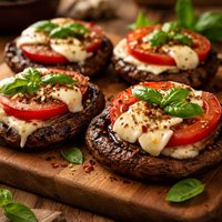 Grilled Portabella Mushrooms with Tomatoes and Fresh Mozzarella