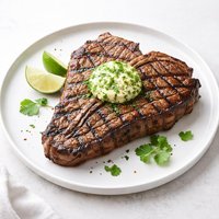 Grilled Porterhouse Steak with Cilantro Lime Compound Butter