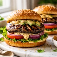 Grilled Portobello Burgers with Creamy Dijon Sauce