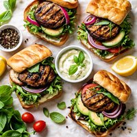 Grilled Portobello Mushroom Sandwiches with Basil Aioli
