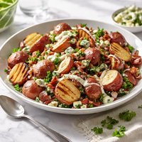 Grilled Red Potato Salad with Blue Cheese Bacon Dressing