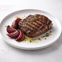 Grilled Rib Eye Steak Red Onions