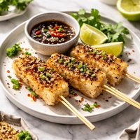 Grilled Rice Skewers with Dipping Sauce