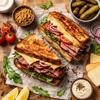 Grilled Roast Beef and Smoked Gouda Cheese Sandwich