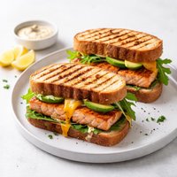 Grilled Salmon Cheddar Sandwiches