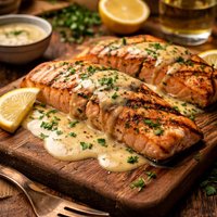 Grilled Salmon in Champagne Sauce