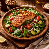 Grilled Salmon Spinach Salad
