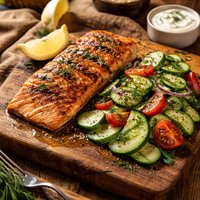 Grilled Salmon with Cucumber Salad Australia