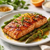 Grilled Salmon with Ginger Orange Mustard Glaze