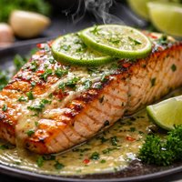 Grilled Salmon with Lime Butter Sauce