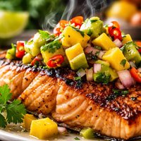 Grilled Salmon with Mango Avocado Relish