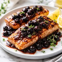 Grilled Salmon with Quick Blueberry Pan Sauce